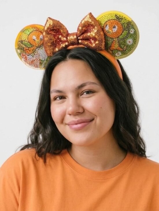 Orange Bird Disney Rhinestone Ears | Luxury Handmade Theme Park Headband main image 5